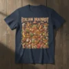 Italian Brainrot T-Shirt featuring a chaotic, humorous collage of Italian foods and characters with the text ITALIAN BRAINROT above