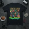 Black t-shirt featuring the text "ITALIAN BRAINROT" in bold, colorful lettering with a collage of surreal Italian-themed graphics