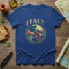 Italy Travel Map stylish graphic design printed on comfortable cotton t-shirt