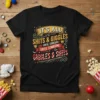 Funny quote "It's All Shits & Giggles Until Someone Until Someone Giggles & Shits" on a black t-shirt