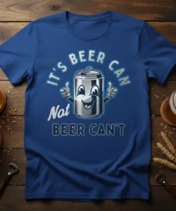 It's Beer Can Not Beer Can't funny quote t-shirt with cartoon beer can graphic