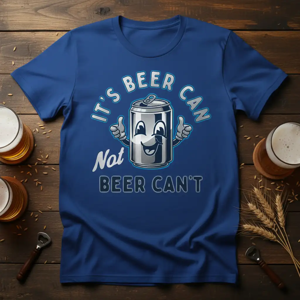 It's Beer Can Not Beer Can't humorous pun design with cartoon beer can