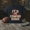 Navy blue t-shirt with "IT'S COMING HOME" text and a griffin holding a soccer ball graphic