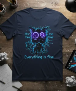 It's Fine I'm Fine Everything Is Fine distressed cat graphic t-shirt design