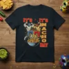It's It's Nacho Day t-shirt design with two luchadores flexing and a bowl of nachos below