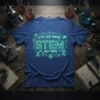 It's Like Magic STEM But Real text design with science icons on a blue t-shirt