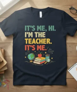 IT'S ME, HI. I'M text design featuring unique typography on quality t-shirt