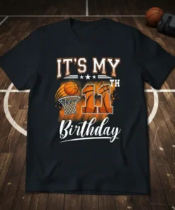IT'S MY 11TH Birthday t-shirt with basketball and net graphic for an 11-year-old's celebration