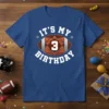 It's My 3 Birthday football graphic t-shirt for boys, featuring the number 3 inside a football design