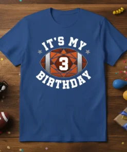 It's My 3 Birthday football graphic t-shirt for boys, featuring the number 3 inside a football design