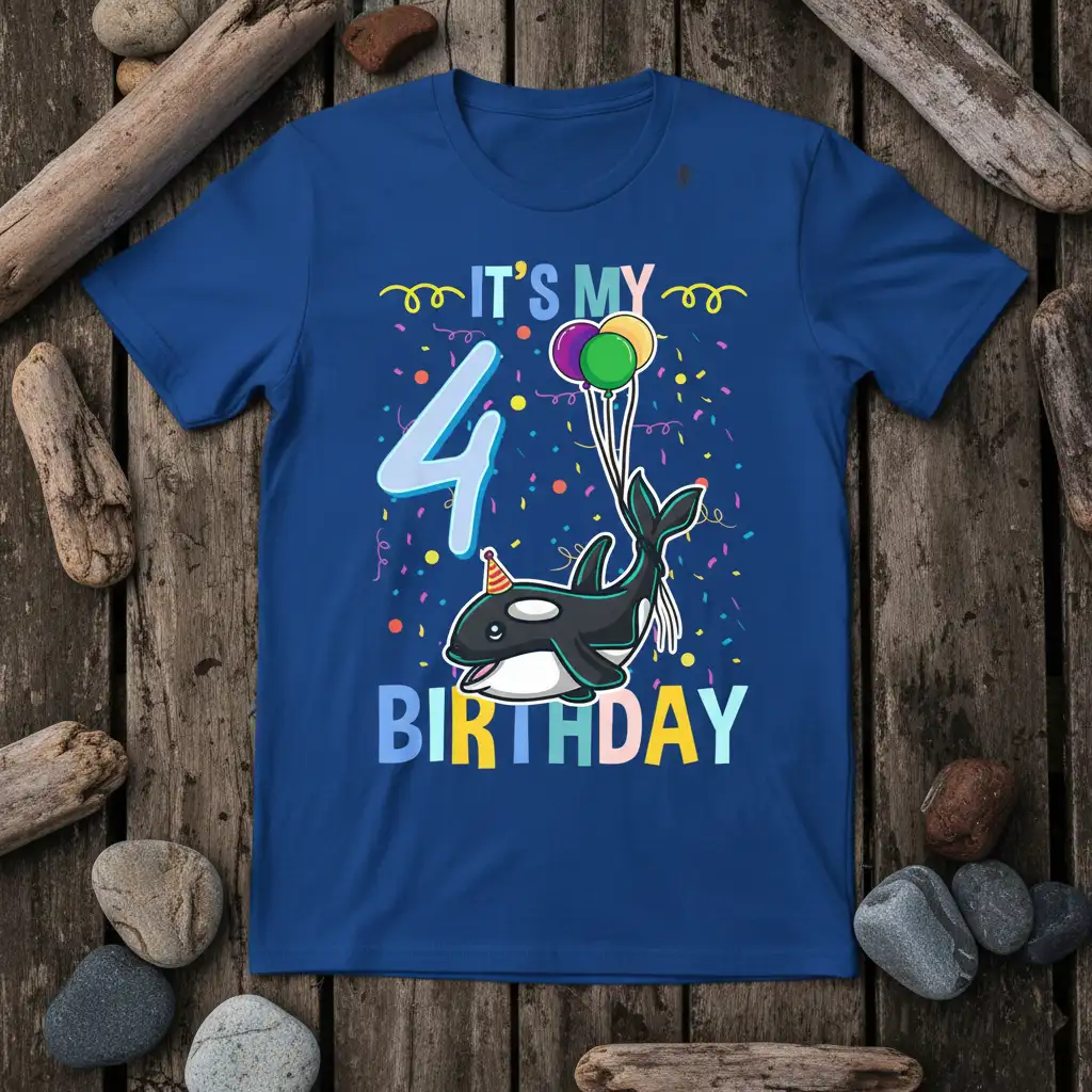 IT'S MY 4 BIRTHDAY detailed print printed on quality cotton blend creating a standout t-shirt