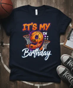 It's My 9th Birthday basketball t-shirt design for kids with bold text and graphics