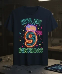 It's My 9th Birthday text with a capybara on a circuit board number 9 graphic tee