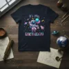 It's My BIRTHDAY astronaut t-shirt with balloons and rockets, colorful space theme