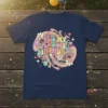 Retro groovy birthday t-shirt design with colorful text "IT'S MY IT'S MY BIRTHDAY" and floral accents