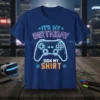 It's My Birthday Sign My Shirt gamer t-shirt design with a neon controller graphic and vibrant text