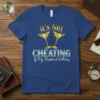 It's Not CHEATING If My Husband Watches t-shirt with martini glasses and dancing couple graphic