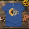 Blue t-shirt with gold text: "It's Not Easy Being The Best Wife Ever But Here I Am Nailing It" and