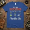 It's Not Hoarding If It's Fishing Lures t-shirt with illustrations of spoon, spinner, soft lure, rattlin', crank, and popper fishing