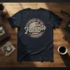 Navy t-shirt with "It's Official I'm The Favorite Grandson" text and American flag graphic