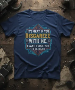 It's Okay If You Disagree With Me quote in bold yellow and white text with circuit board graphics on a