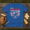 It's A Bad Day To Be A Hotdog funny quote t-shirt with cartoon hotdogs playing baseball