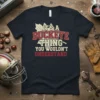It's A Buckeye Thing You Wouldn't Understand text design on a navy t-shirt with distressed font and maple leaf graphic