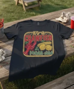 It's a Crawfish Kinda Day t-shirt design featuring a crawfish and corn on the cob graphic