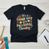 Retro "It's a GOOD DAY for PHYSICAL Therapy" quote t-shirt with colorful wavy typography and small dancing figures