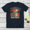 It's A Good Day To Drink On A Boat t-shirt with retro sunset and tropical beach graphic