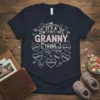 Navy t-shirt with "It's a Granny Thing" design, listing traits like Proud, Supportive, Caring, Happy, Amazing, Fun, and Protective in