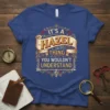 It's a Hazel Thing You Wouldn't Understand text design on a royal blue t-shirt, featuring vintage banner and ornate border