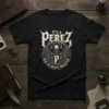 It's A Perez Thing You Wouldn't Understand text design with gothic font and demon graphic on a black t-shirt