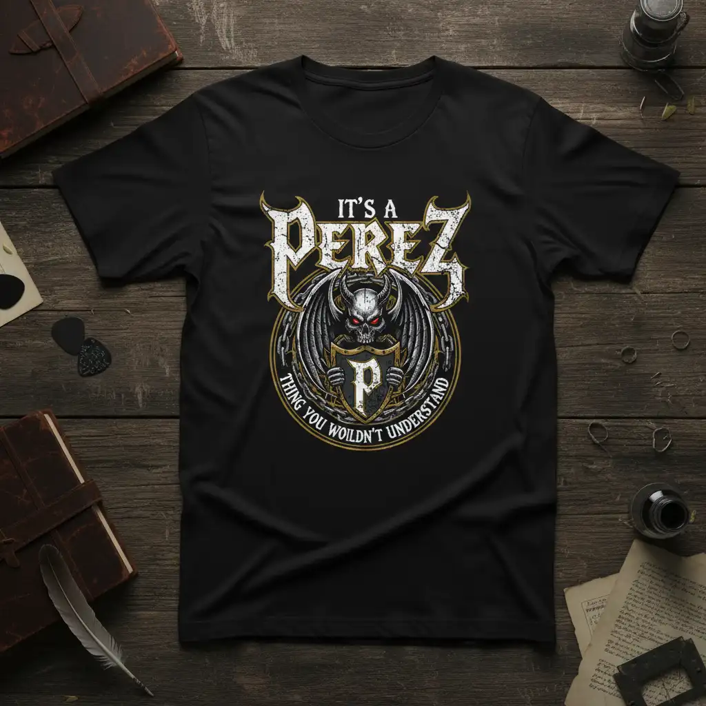 It's A Perez Thing You Wouldn't Understand gothic text and demon graphic tee design
