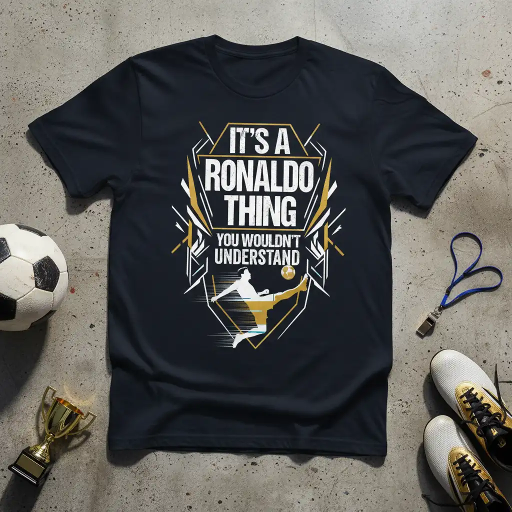 It's A Ronaldo Thing You Wouldn't Understand quote on a soccer fan t-shirt with player graphic
