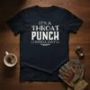 It's a Throat Punch Kinda Day text design on a navy t-shirt, featuring vintage-style typography and boxing glove graphics