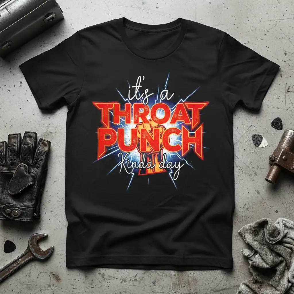 it's a THROAT PUNCH Kinda day detailed print printed on durable material creating a standout t-shirt