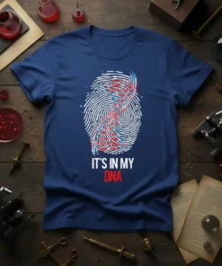 It's In My DNA t-shirt with fingerprint and DNA helix graphic, science lover gift idea