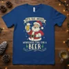 It's The Most Wonderful Time For A Beer t-shirt with Santa holding a beer glass, festive Christmas design