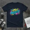 Graffiti-style t-shirt design with the text "i've got ANXIETY" in bold, colorful letters and abstract urban elements