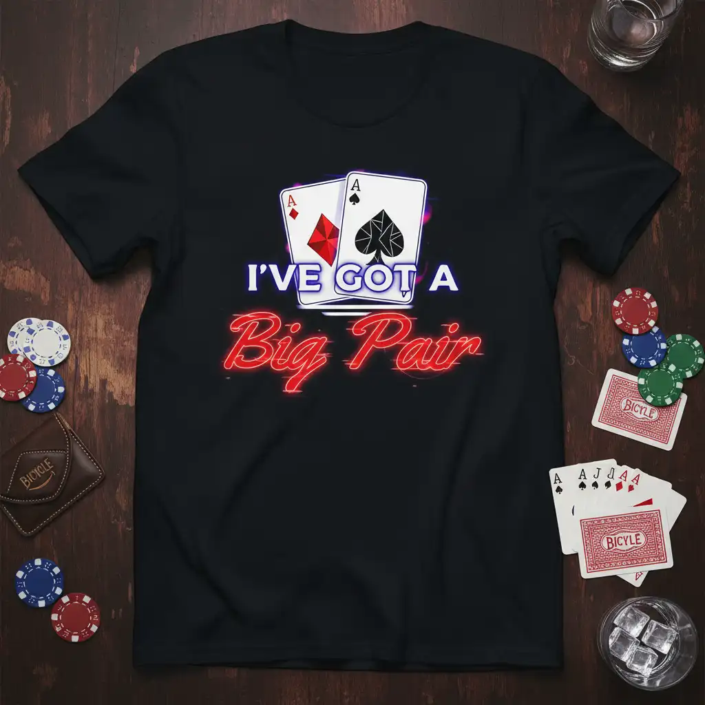I've Got A Big Pair poker quote with ace of diamonds and ace of spades cards graphic