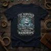 Quote "I've Survived Too Many Storms to Be Bothred by Raindrops" with a sailing ship in a storm graphic on