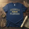 Jacksonville Est 1832 Florida t-shirt with vintage distressed lettering design on quality cotton t-shirt fabric