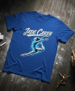 Jade Carey gymnastics t-shirt with athlete in dynamic pose and name text