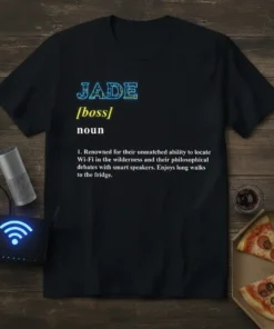 JADE [boss] noun 1. text design featuring bold typography on quality t-shirt