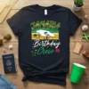Jamaica Birthday Crew t-shirt with island graphic and vibrant colors. Features text "Jamaica Birthday Crew" and map of Jamaica