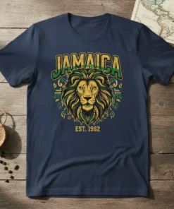 Jamaica Est 1962 Lion T-Shirt unique graphic design printed on comfortable cotton t-shirt