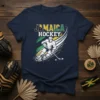 Jamaica Hockey t-shirt design featuring a hockey player in action with Jamaican flag colors