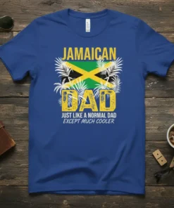 JAMAICAN DAD JUST LIKE text design featuring detailed typography on quality t-shirt