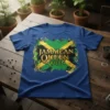 Jamaican Queen Queen t-shirt design featuring the Jamaican flag colors and ornate gold accents